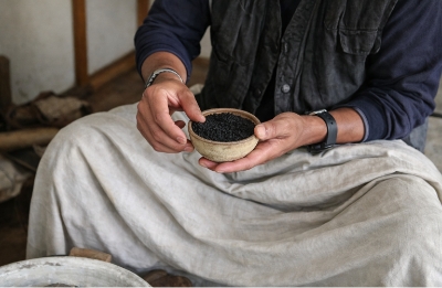 花火の形を決める繊細な作業